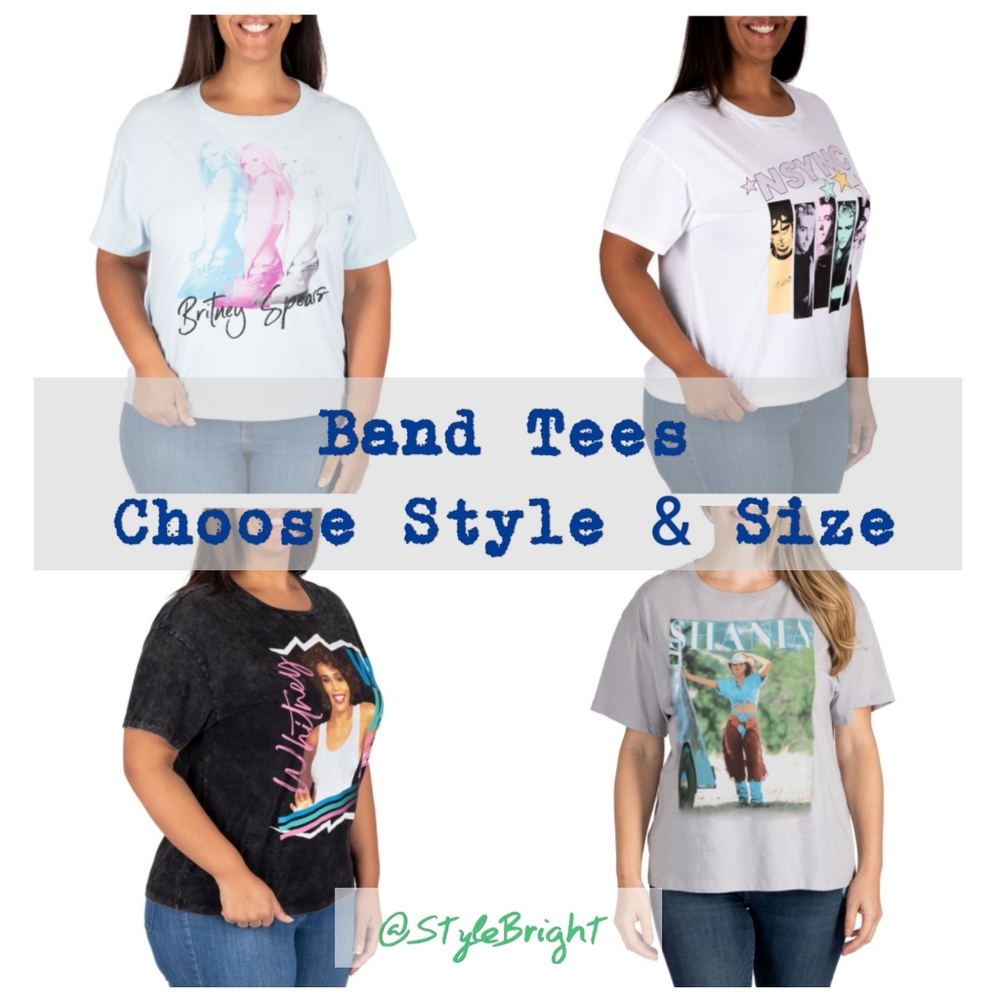 Band Tees Vintage Style Oversized Fit N Sync Shania Whitney Britney CHOOSE